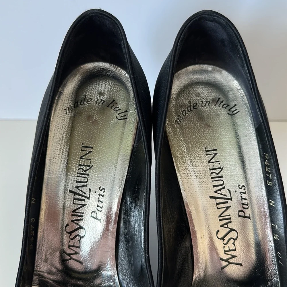 Vintage YSL Black Pump Rhinestone Heels - Picture 4 of 9